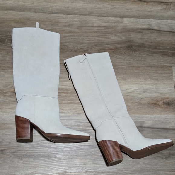 Sarto Jasmine Elegant Knee-High Suede Heeled Quit Luxury Boots Size 10 - Picture 2 of 16